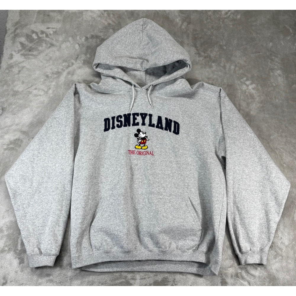 Vintage Disneyland Mickey Mouse Hoodie Mens Large Gray Embroidered Made in USA